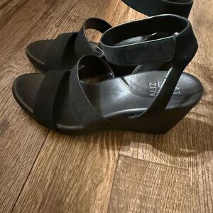 Black Wedge Sandals
